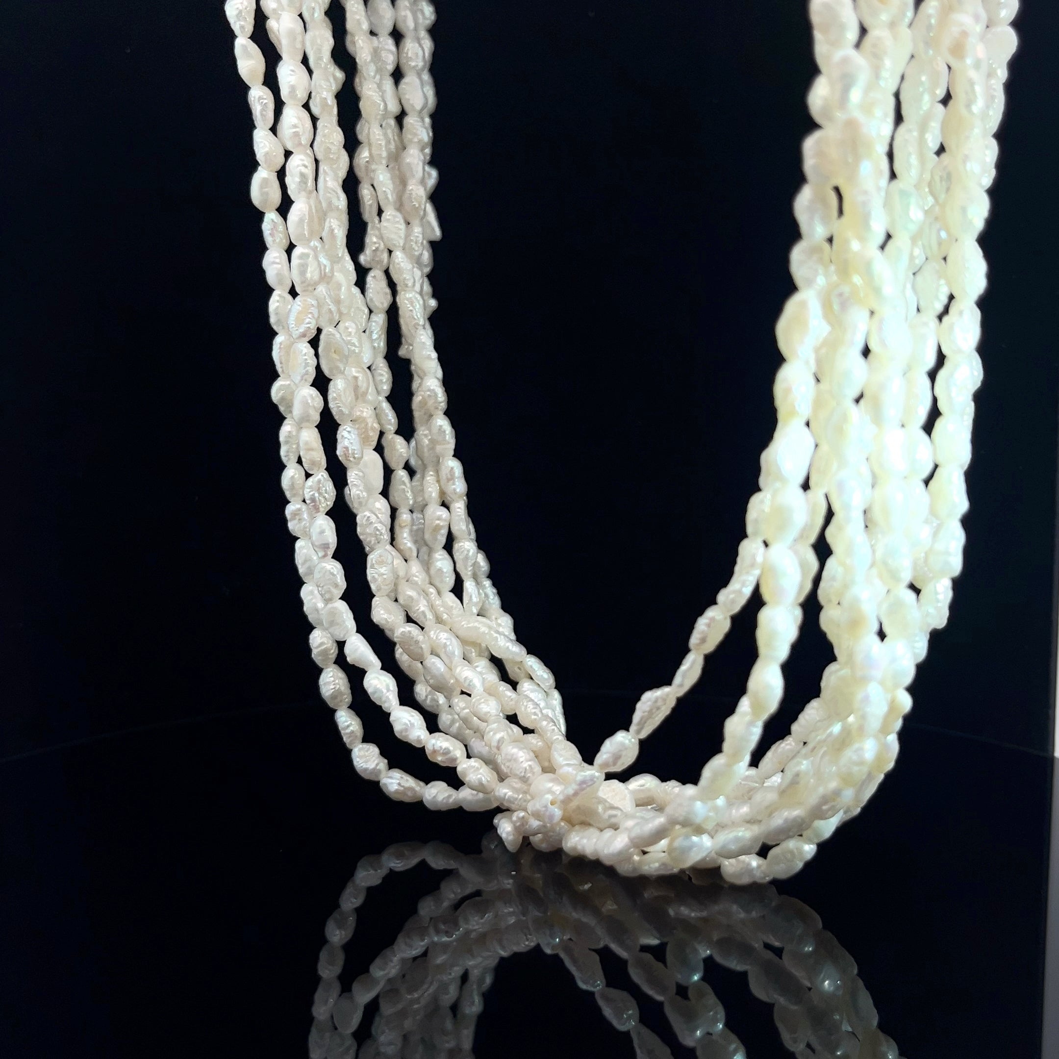 14k Yellow Gold 10 Strand Fresh Water Pearl Necklace