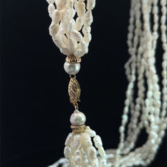 14k Yellow Gold 10 Strand Fresh Water Pearl Necklace