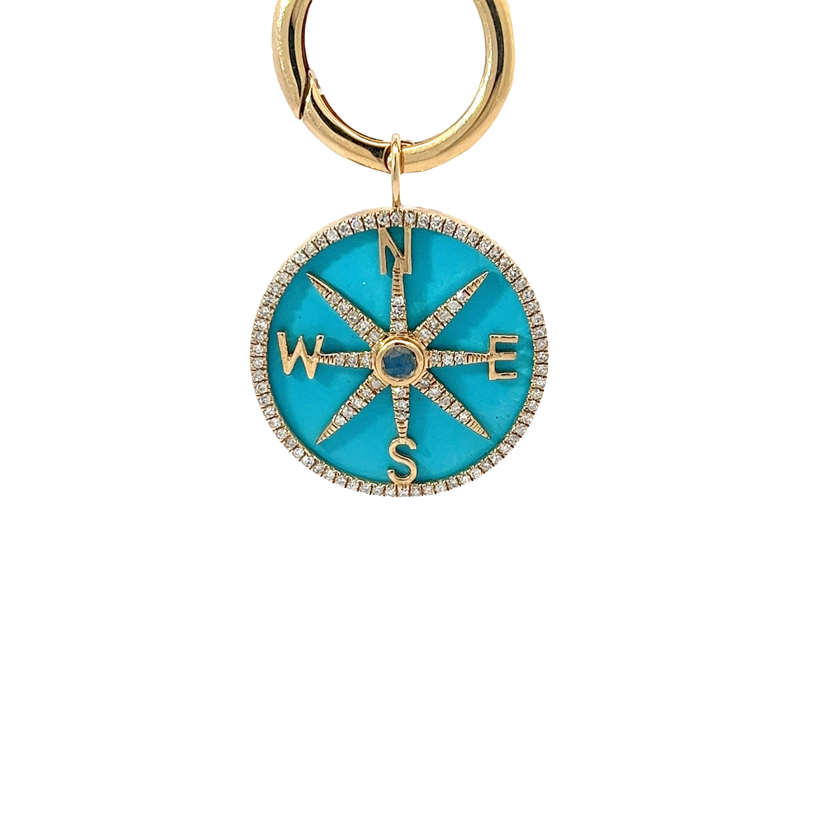 14k Yellow Gold Turquoise and .36ct G SI1 Round Diamond Necklace