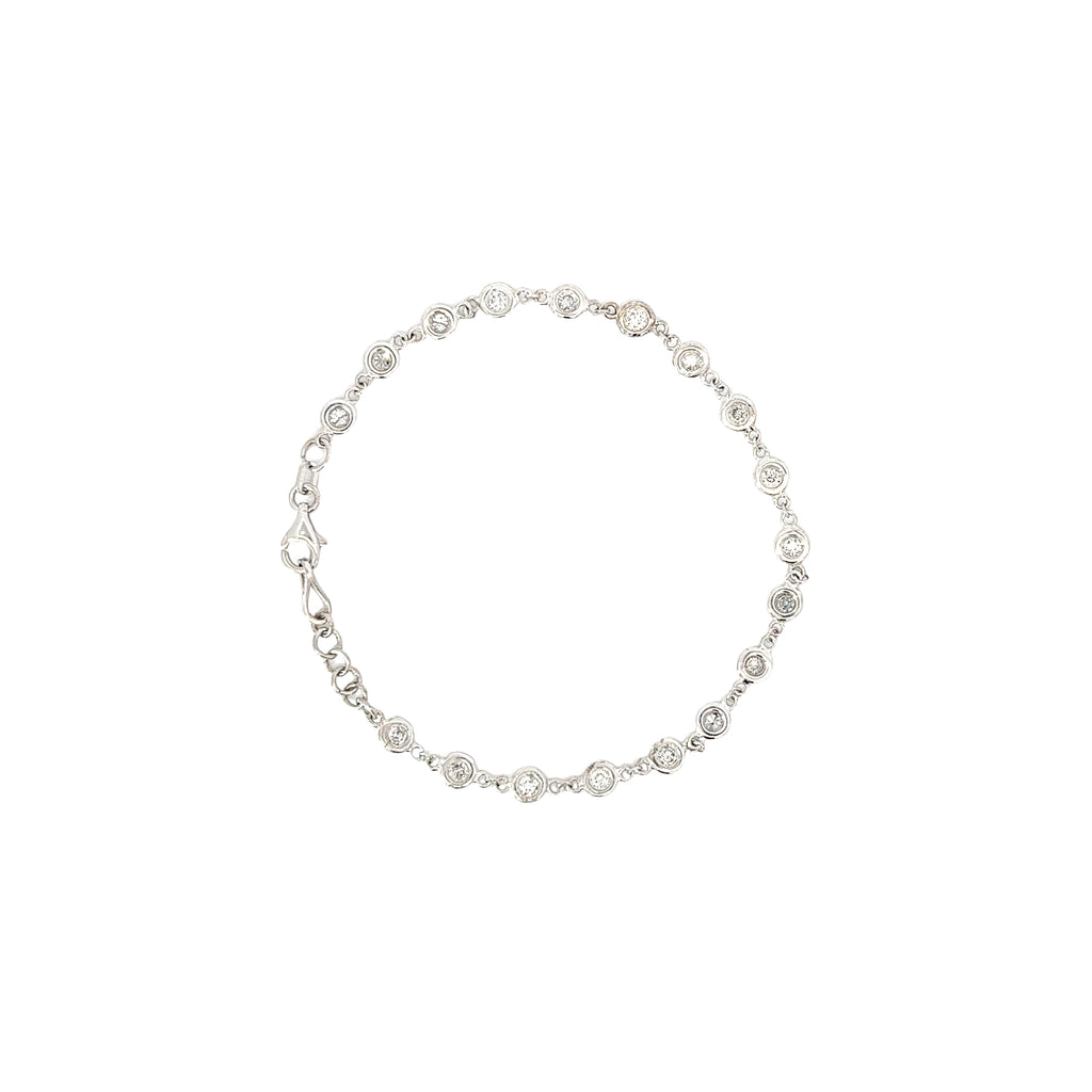 14k white gold 1.50ct H SI1 Round Diamonds by the yard bracelet
