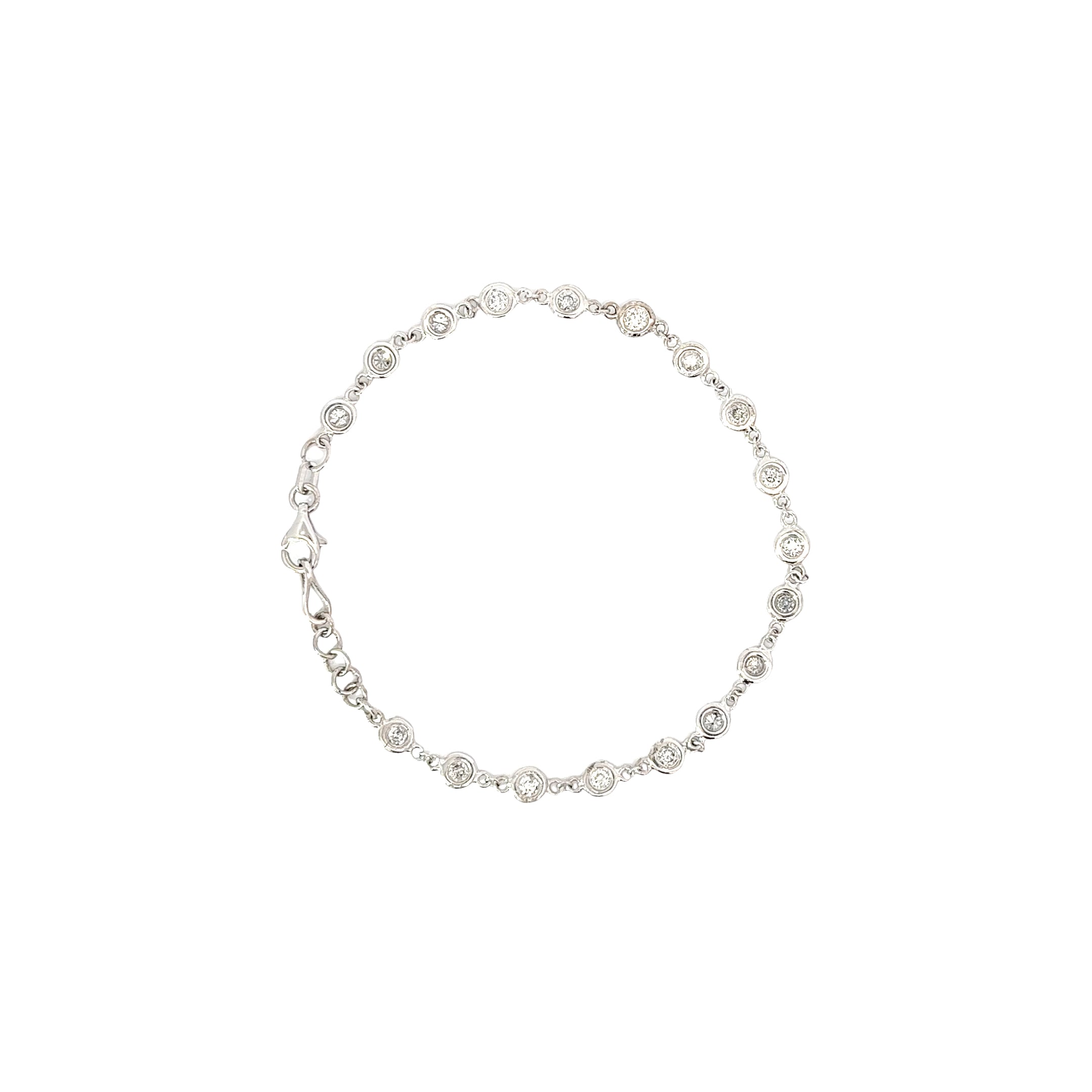 14k white gold 1.50ct H SI1 Round Diamonds by the yard bracelet