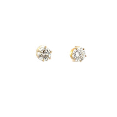 14k Yellow Gold 2.50ct I SI2 Round Vintage Diamond Stud Earrings