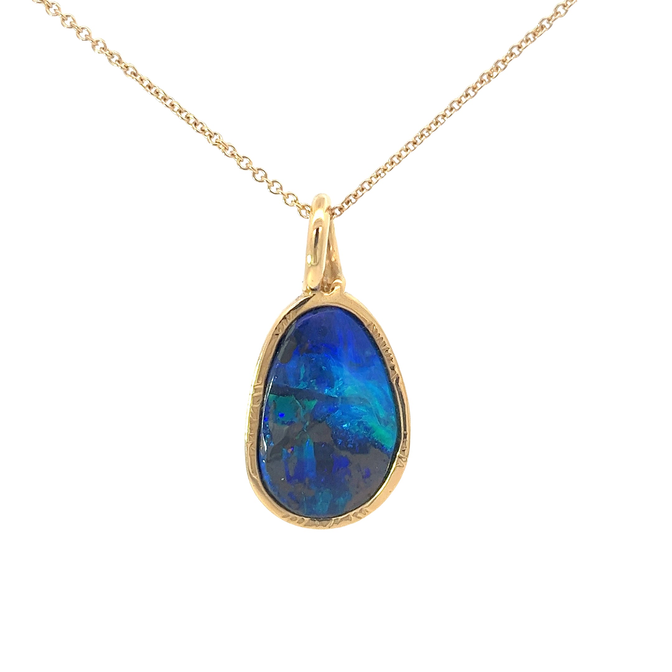 18k Yellow Gold  Black Australian Vintage  Opal Necklace