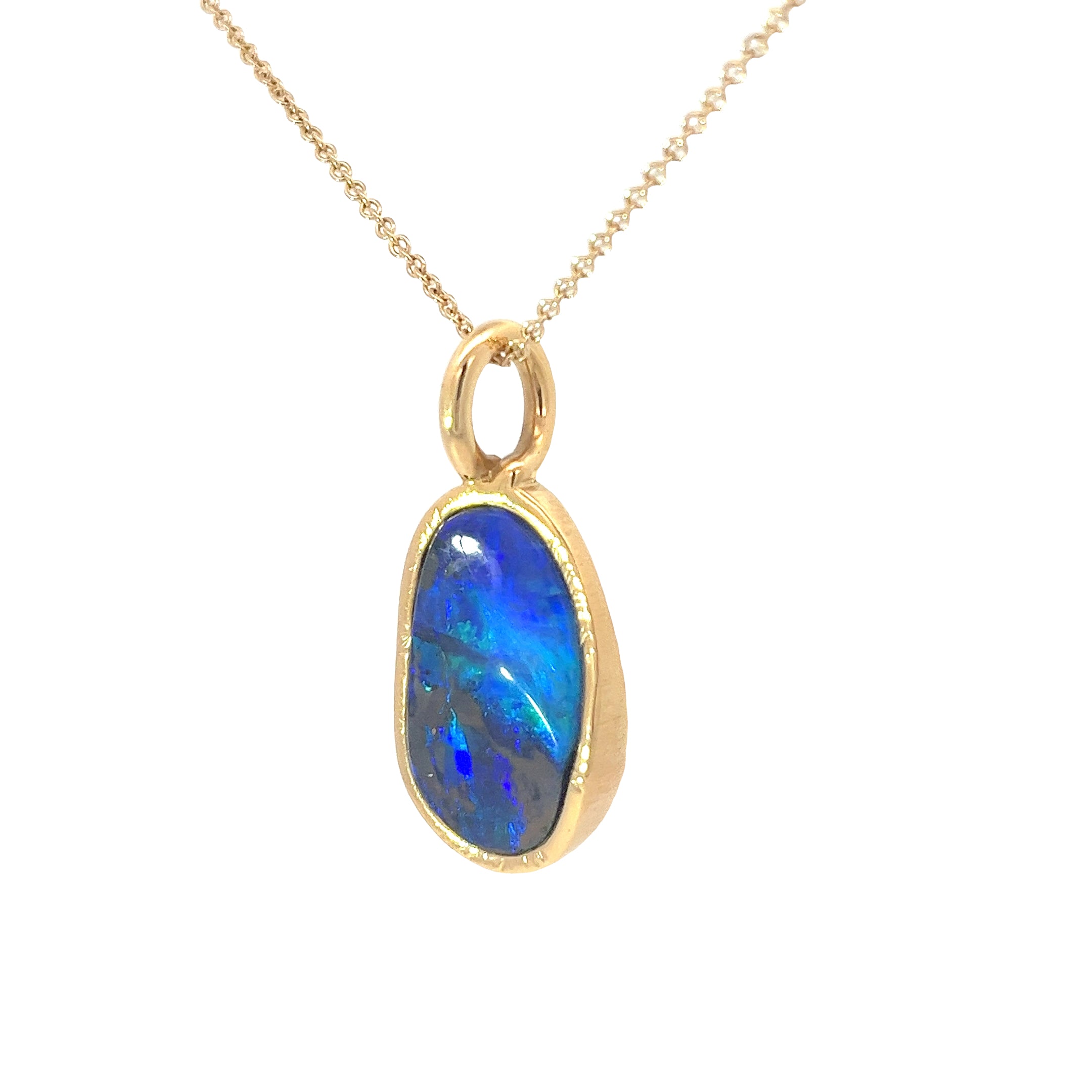 18k Yellow Gold  Black Australian Vintage  Opal Necklace