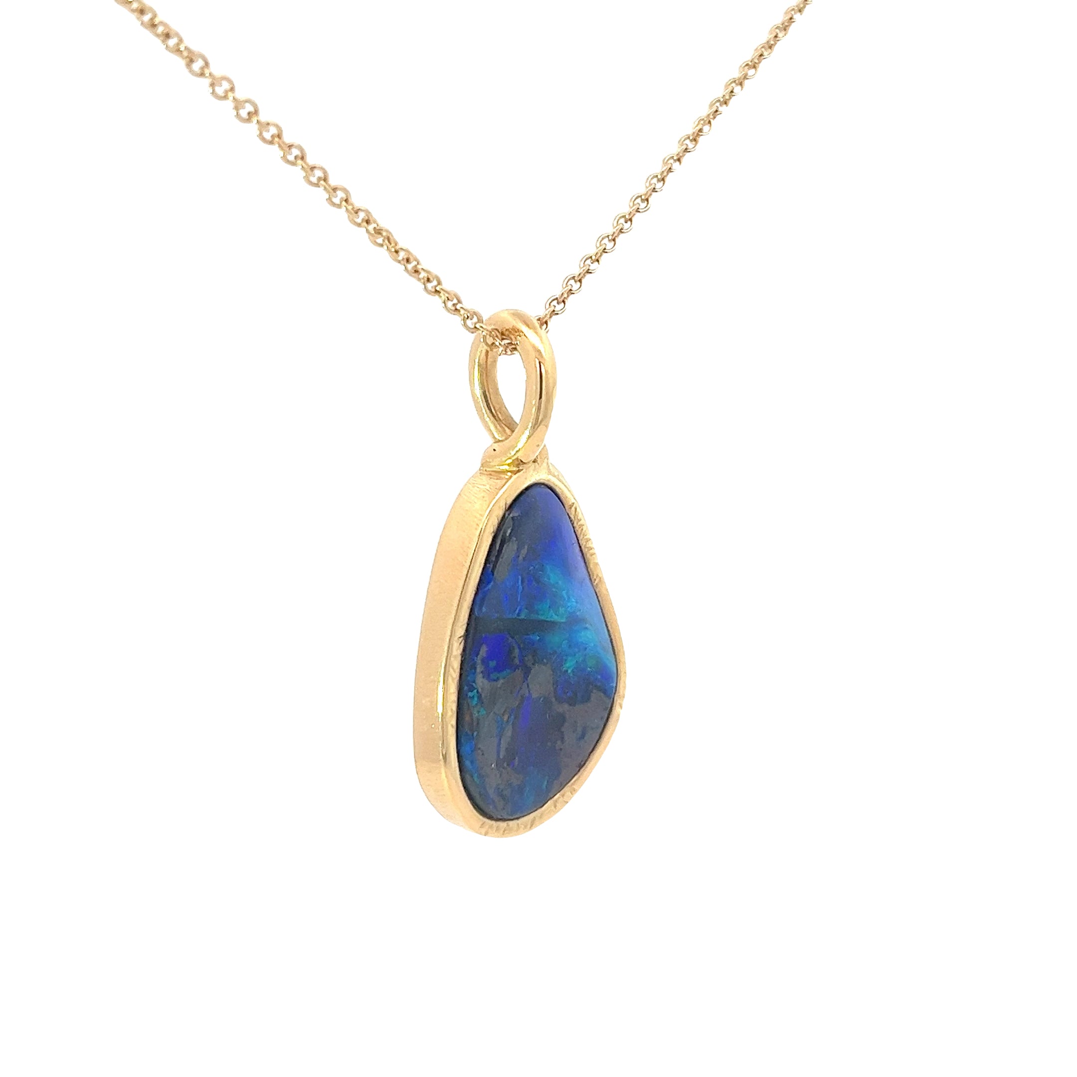 18k Yellow Gold  Black Australian Vintage  Opal Necklace