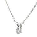 18k White Gold 1.00ct F VS2 Round Diamond Pave Puffed Heart and Key Round Rolo Necklace  2.5 gram 16" inch 3.5mm