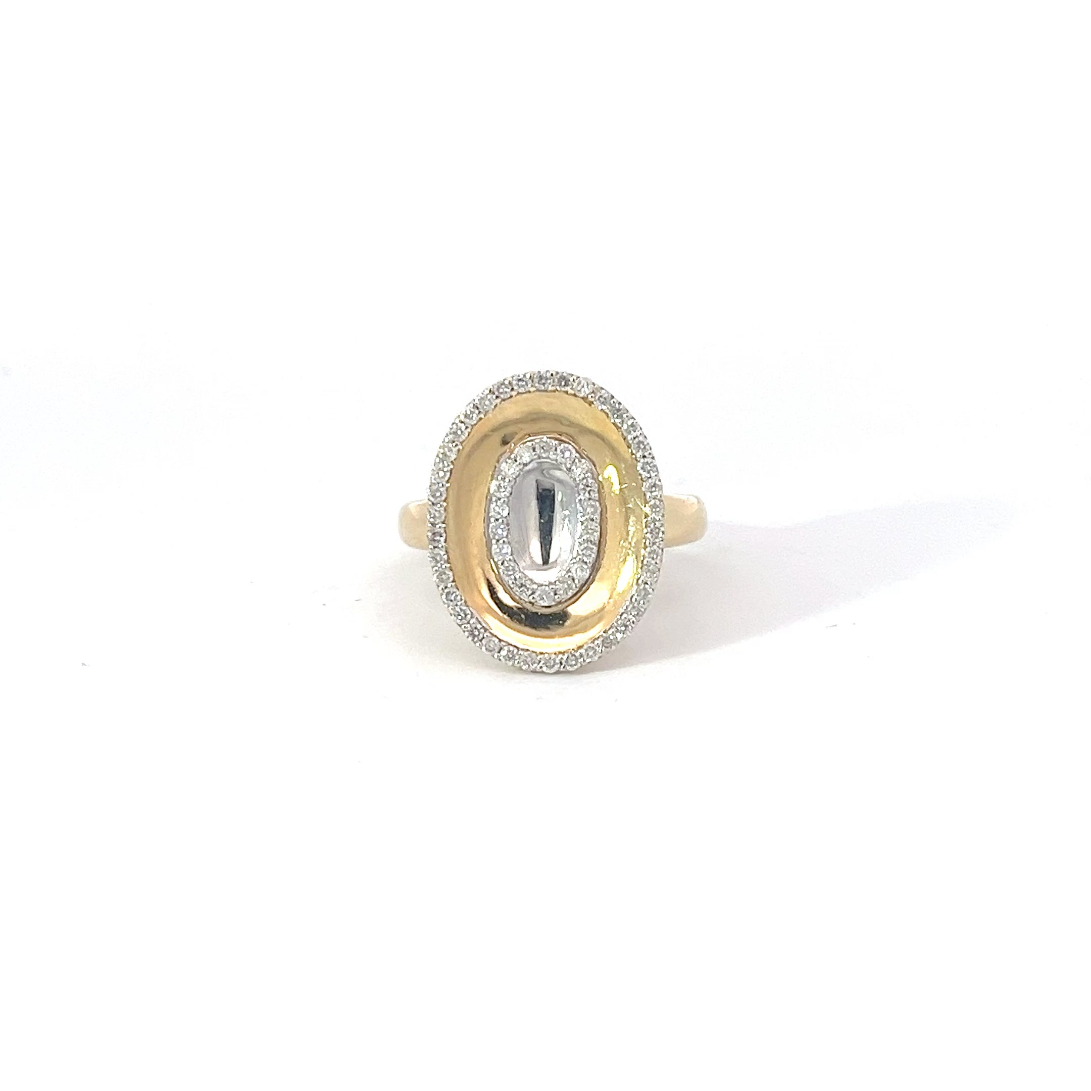 14k Two Tone .35ct G SI1 Round Diamond Oval Shape Fashion Ring