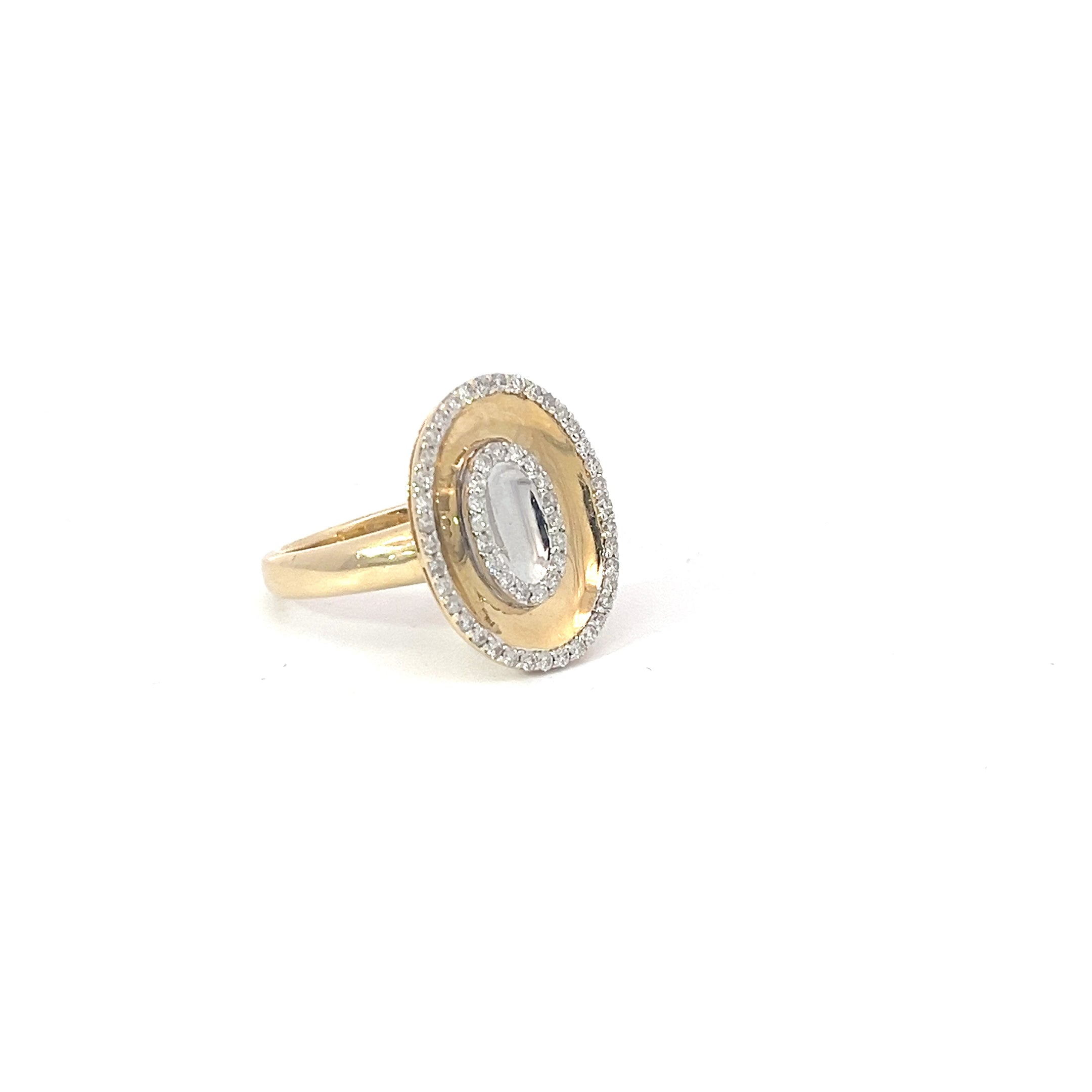 14k Two Tone .35ct G SI1 Round Diamond Oval Shape Fashion Ring