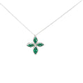 Salvini 18k White Gold 1.00ct AAA Zambian Emerald Marquise/ .32ct G VS2 Round Diamond Cross Pendant