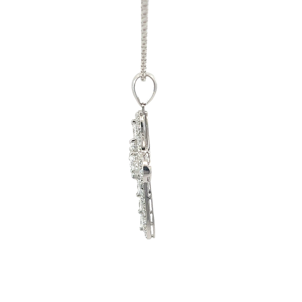 18k White Gold .75ct G VS2 Marquise/.25ct G VS2 Round Diamond Cross Pendant