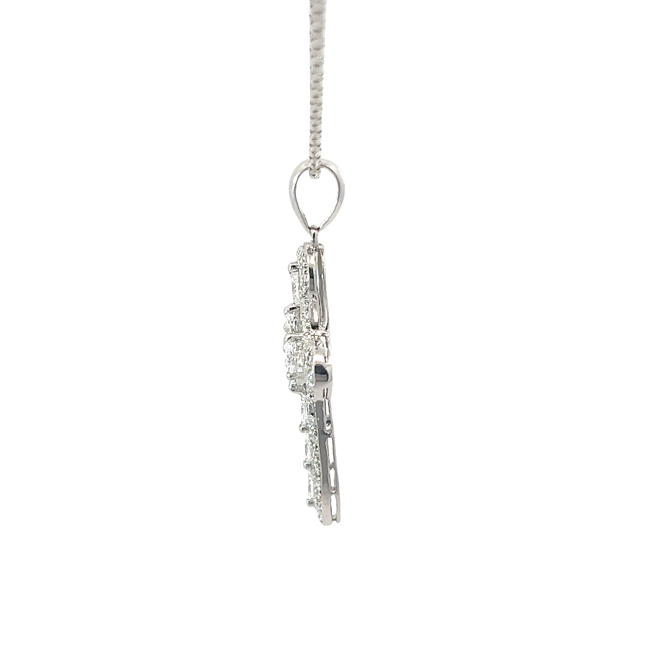 18k White Gold .75ct G VS2 Marquise/.25ct G VS2 Round Diamond Cross Pendant