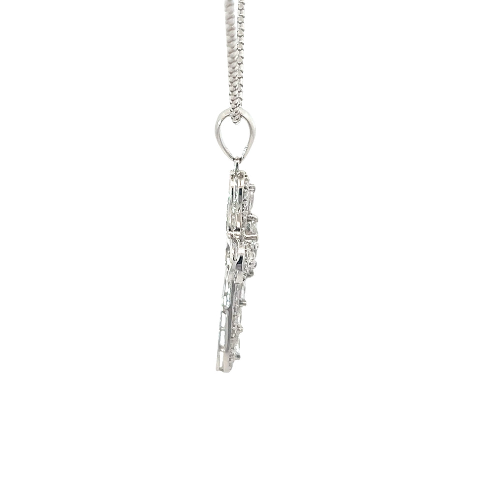 18k White Gold .75ct G VS2 Marquise/.25ct G VS2 Round Diamond Cross Pendant