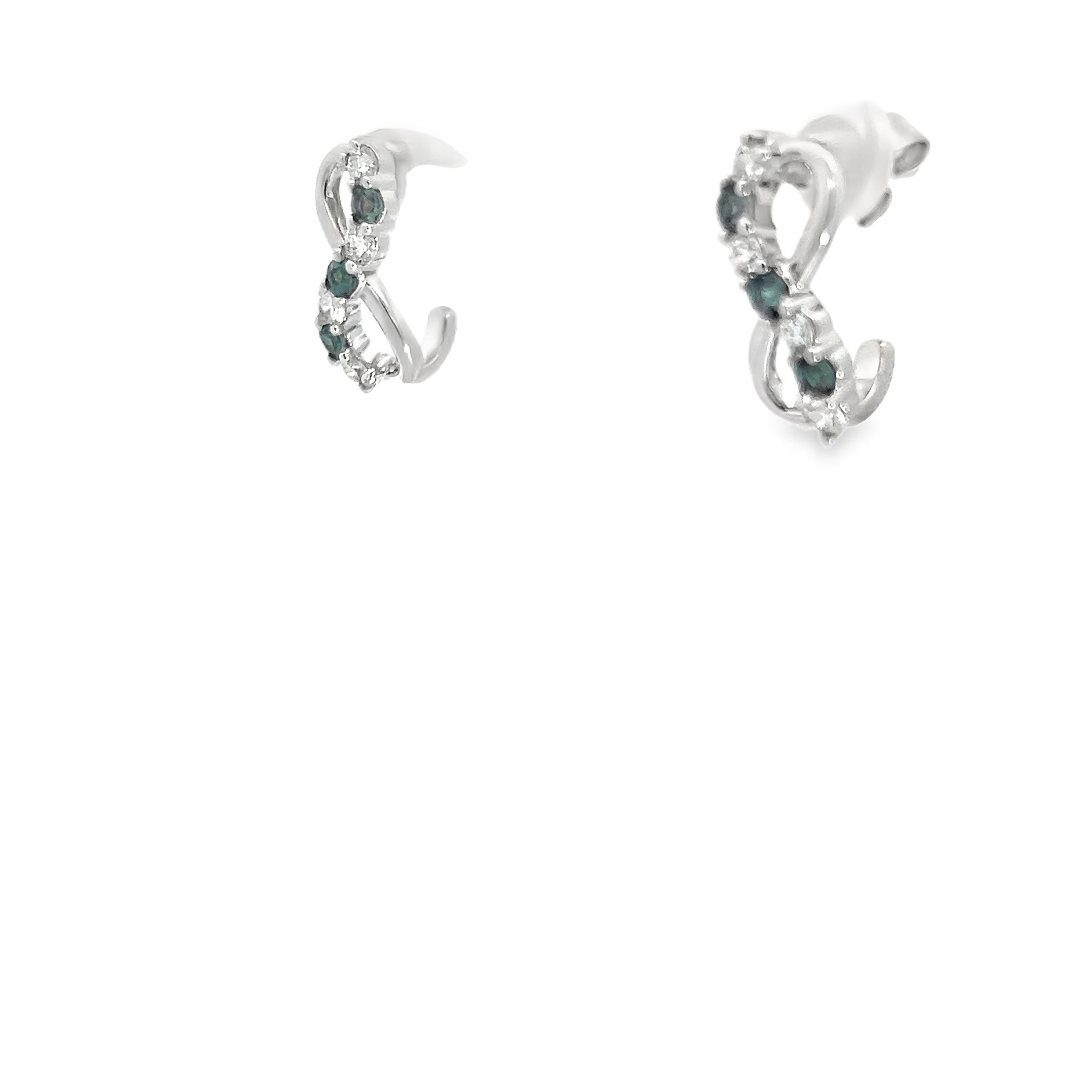 18k White Gold 1.00ct E VS2 Round Diamond/ .75ct Round Alexandrite Infinity Earrings