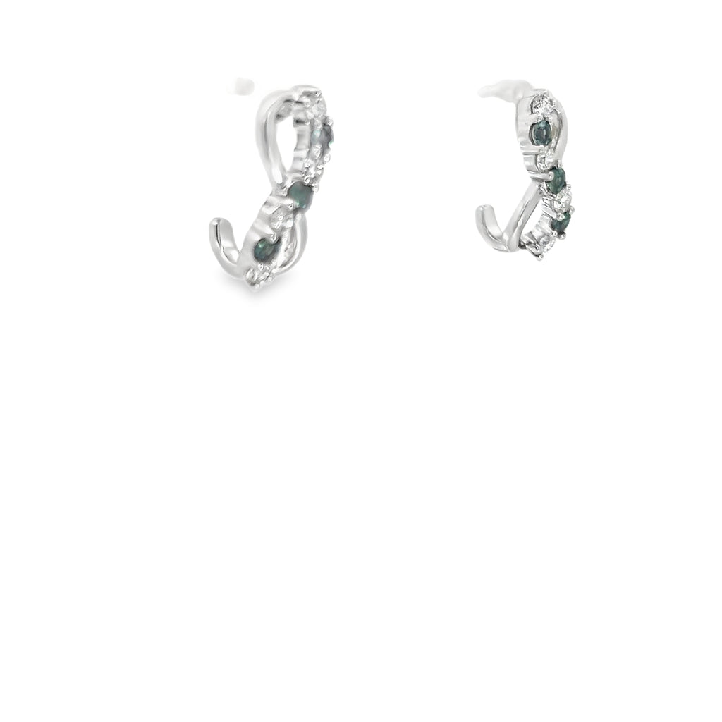 18k White Gold 1.00ct E VS2 Round Diamond/ .75ct Round Alexandrite Infinity Earrings