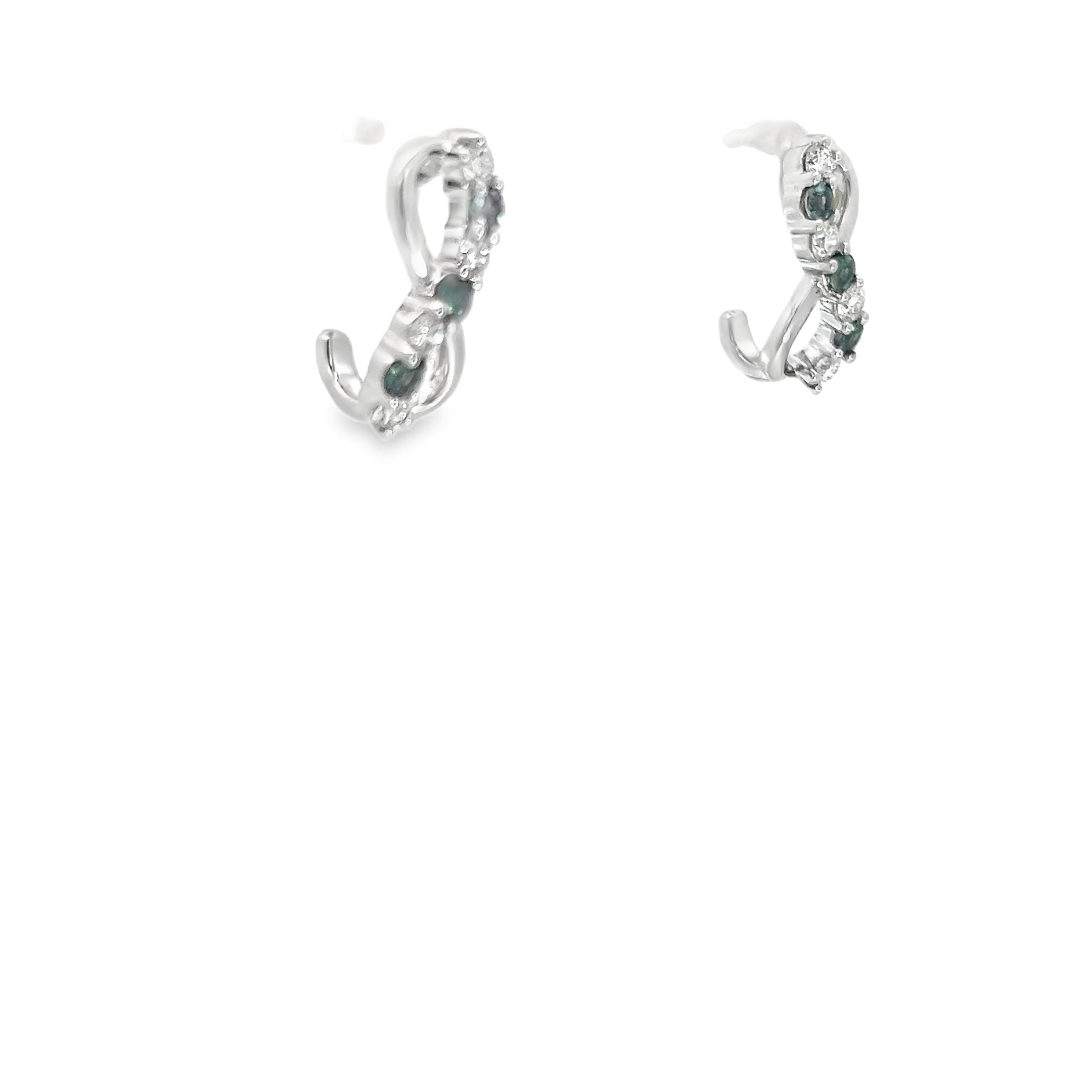 18k White Gold 1.00ct E VS2 Round Diamond/ .75ct Round Alexandrite Infinity Earrings