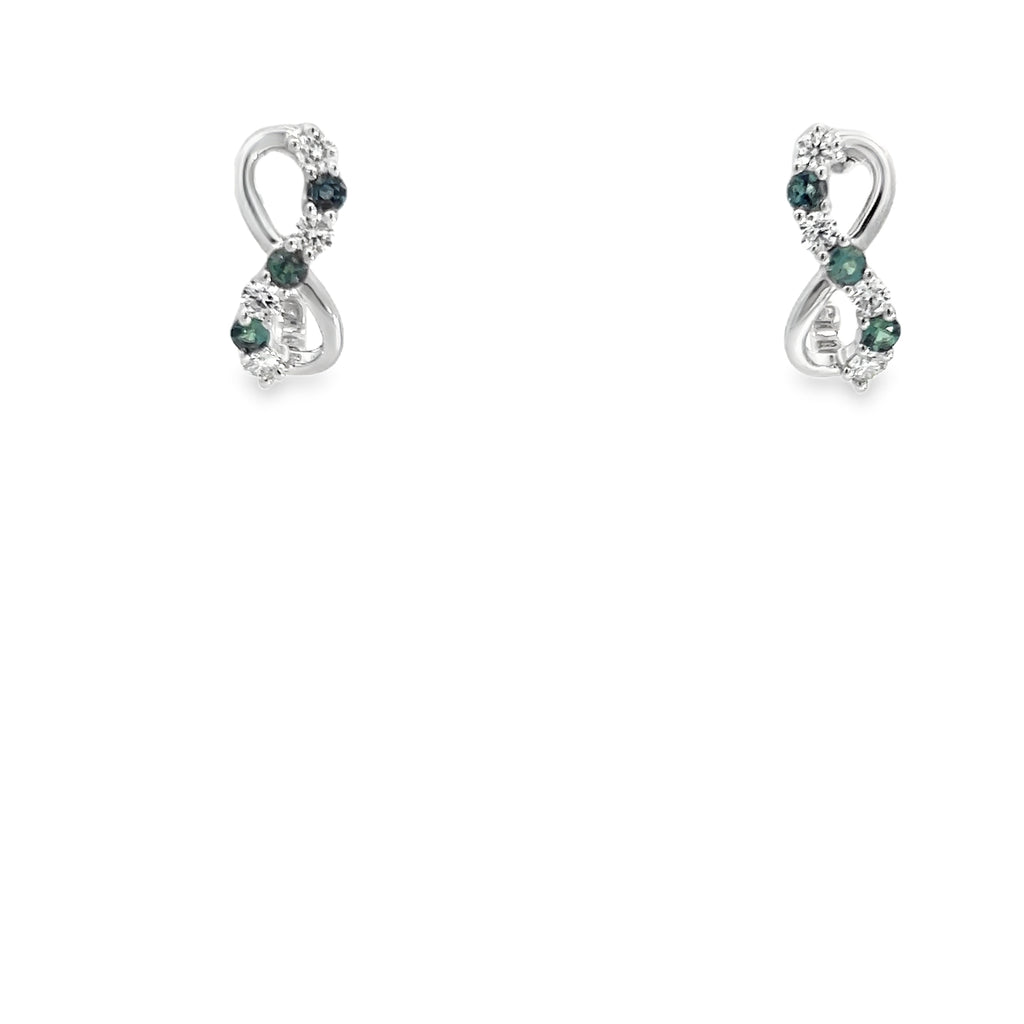 18k White Gold 1.00ct E VS2 Round Diamond/ .75ct Round Alexandrite Infinity Earrings