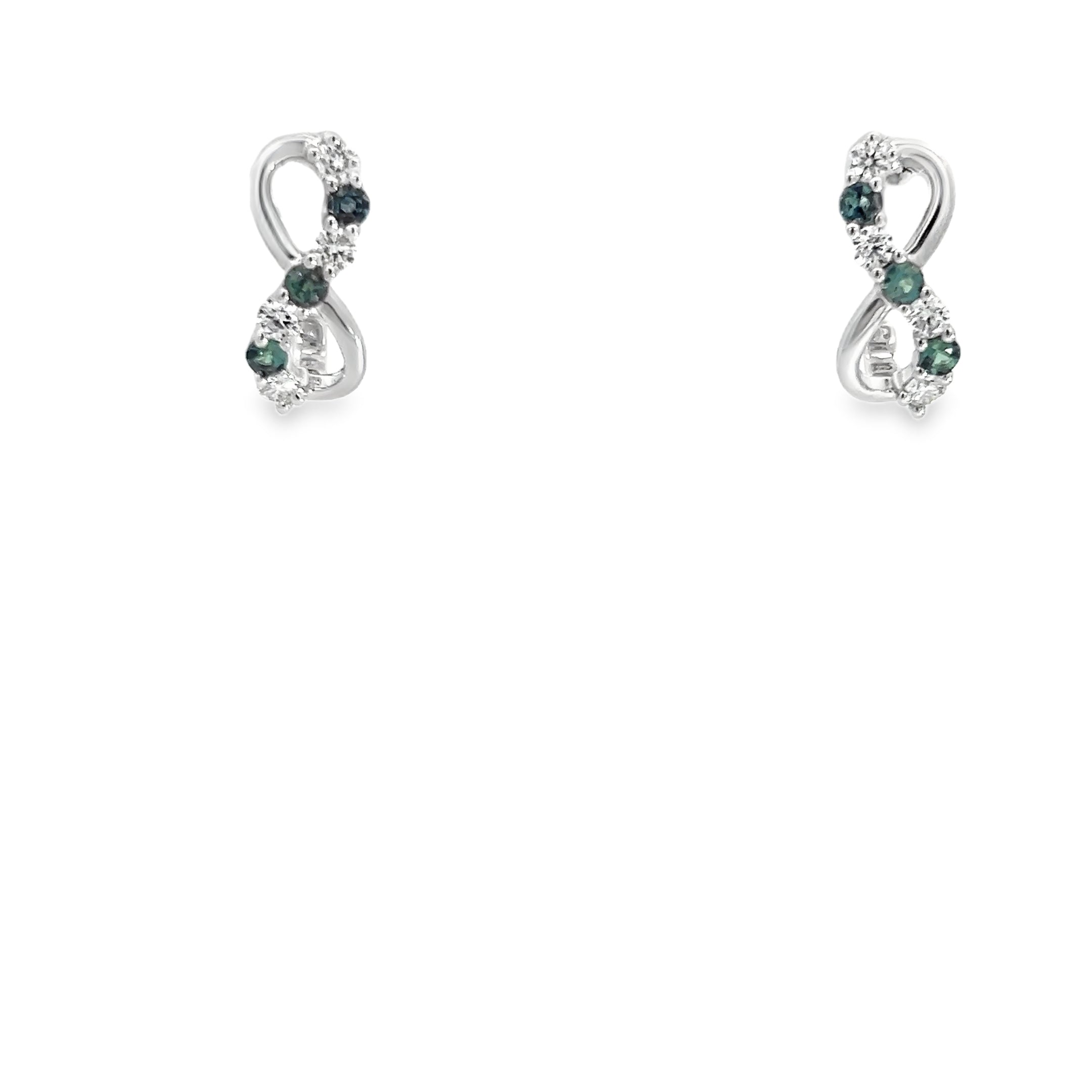 18k White Gold 1.00ct E VS2 Round Diamond/ .75ct Round Alexandrite Infinity Earrings