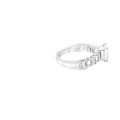 18k White Gold 1.10ct I VS1 Emerald Cut Diamond/ 1.50ct F VS2 Emerald Cut Diamond (5) Each Side Engagement Ring  Certified By GIA #2223349315