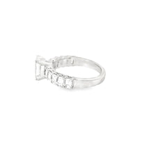 18k White Gold 1.10ct I VS1 Emerald Cut Diamond/ 1.50ct F VS2 Emerald Cut Diamond (5) Each Side Engagement Ring  Certified By GIA #2223349315