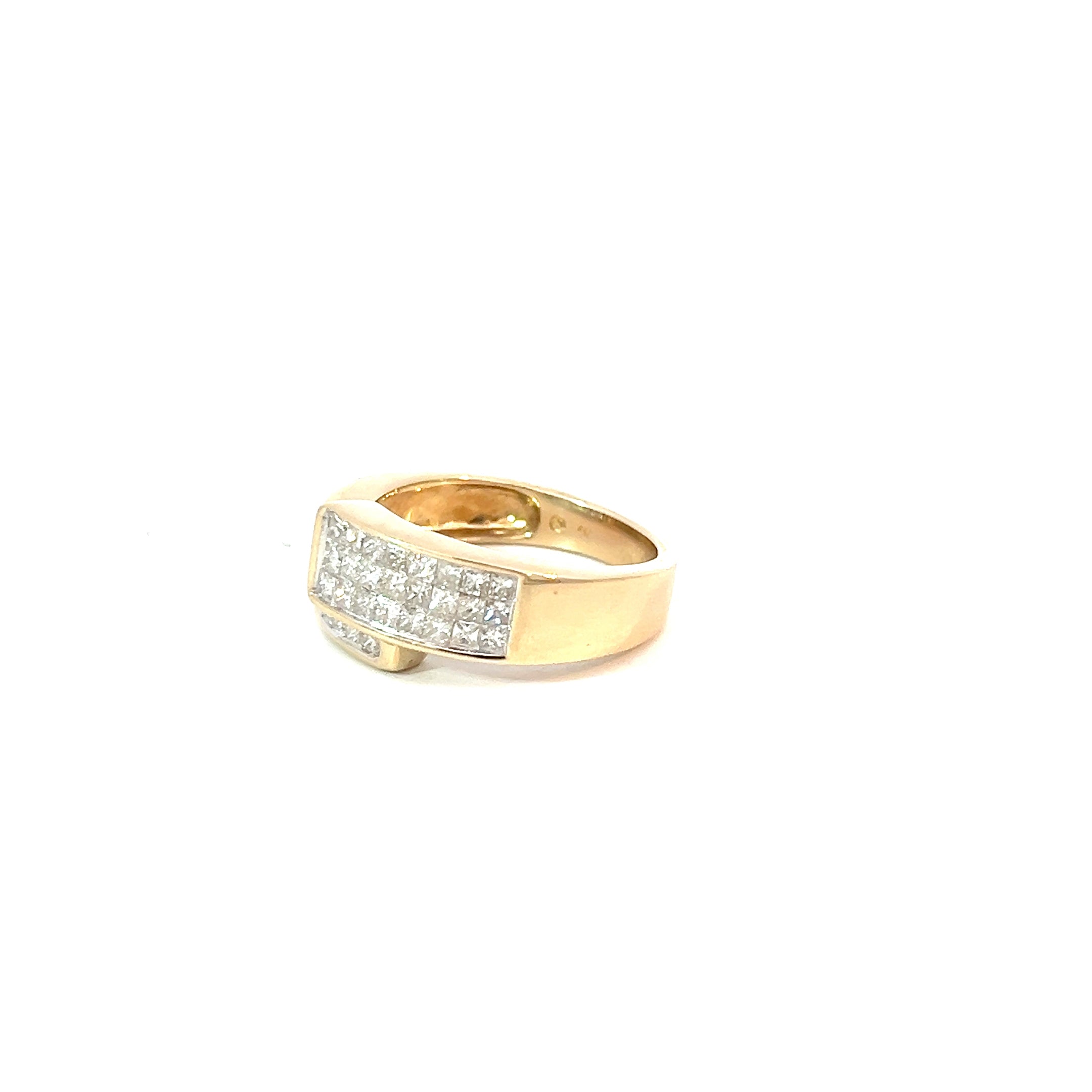 14k Yellow Gold 1.00ct G SI1 Princess Cut Diamond Invisible Set Ring