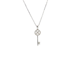 14k White Gold .20ct  G VS2 Round Diamond Key Pendant