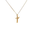 18k Yellow Gold .08 G VS2 Round  Diamond Boy Cross Necklace