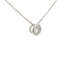 14k White Gold 1.l00ct F SI1 Round Diamond Solitaire Necklace