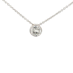 14k White Gold 1.l00ct F SI1 Round Diamond Solitaire Necklace