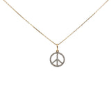 14k Yellow Gold .35ct H SI1 Round Diamond Peace sign necklace