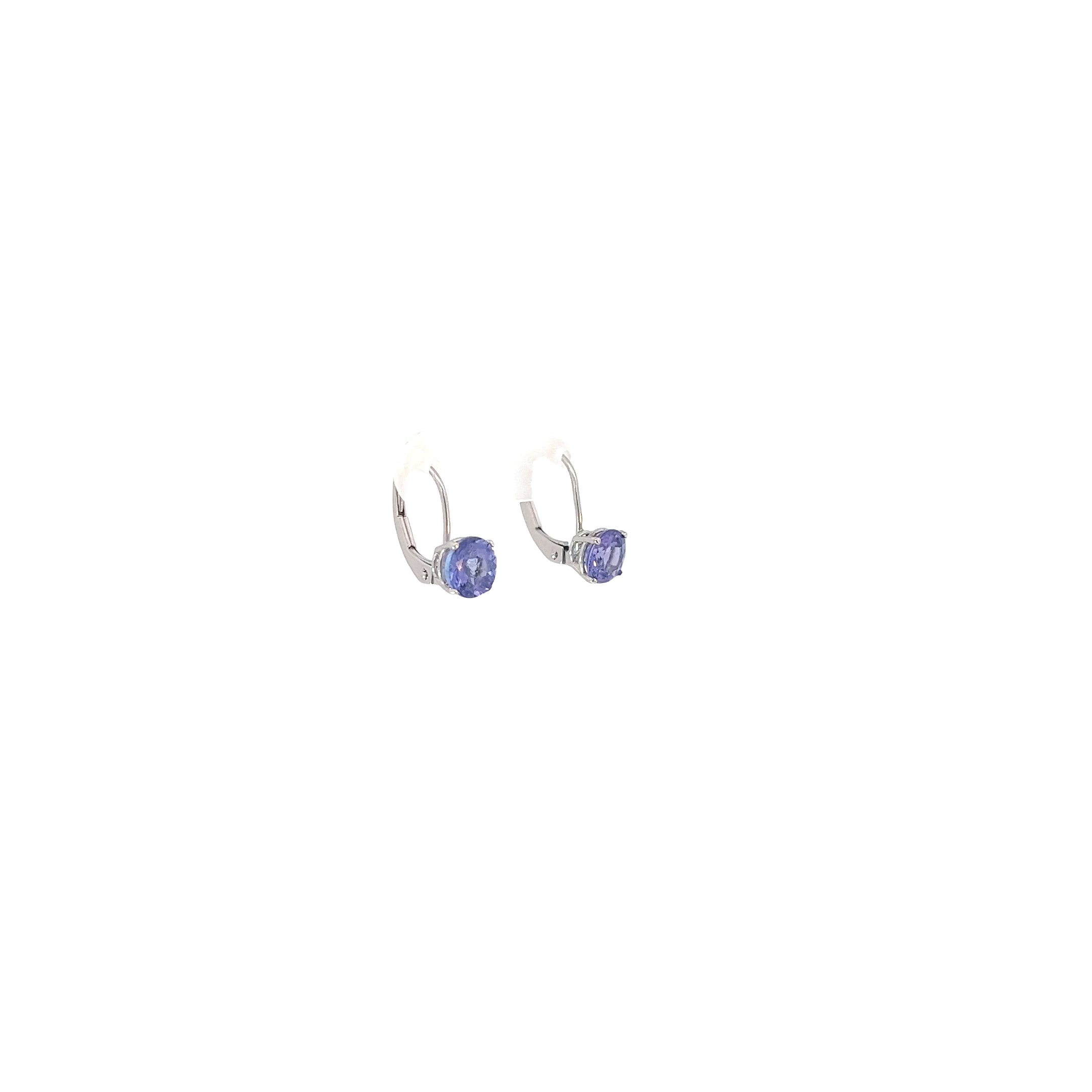 14k White Gold 1.50ct Round Tanzanite Drop  Earrings