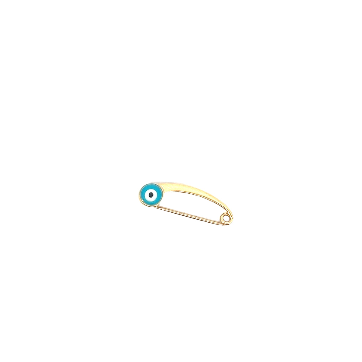 Baby 14k yellow gold Baby blue Evil Eye Diaper pin