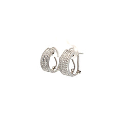 14k White Gold 1.00ct G VS2 Round Diamond 6mm Channel Set Princess Cut and Round Diamond Huggies Earrings