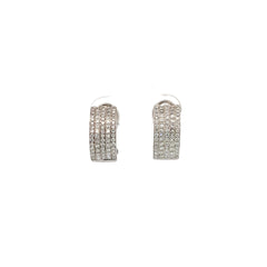 14k White Gold 1.00ct G VS2 Round Diamond 6mm Channel Set Princess Cut and Round Diamond Huggies Earrings