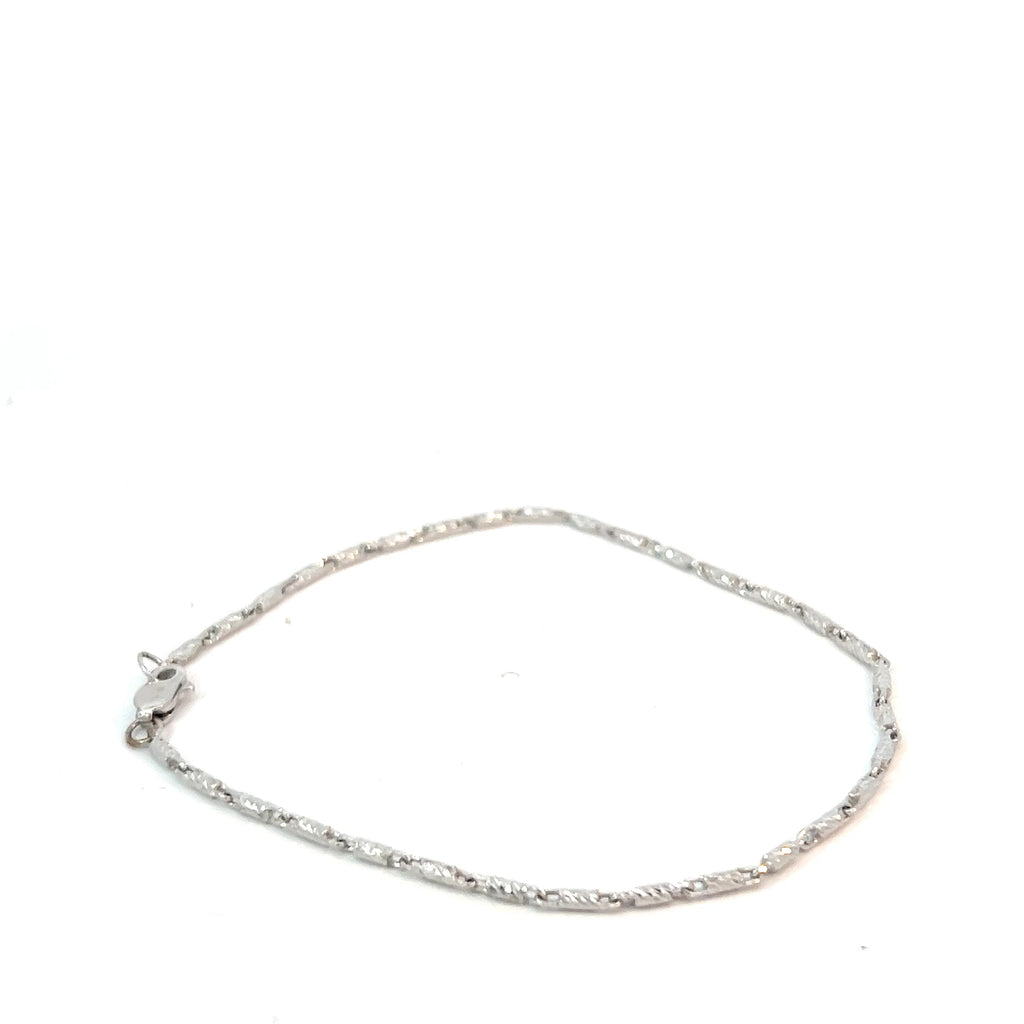 14k White Gold 2.7 Gram Diamond Cut Barrel Bracelet