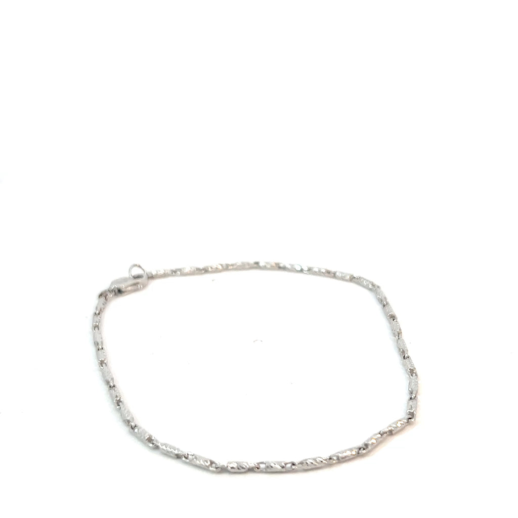 14k White Gold 2.7 Gram Diamond Cut Barrel Bracelet