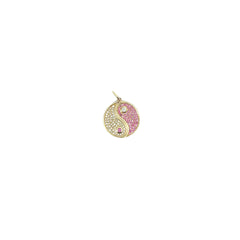 14k Yellow Gold .30ct Round Pink Sapphire and .27ct G VS2 Round Diamond Charm