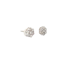 14k White Gold 1.10ct G H SI1 Round Cluster Diamond  Stud Earrings