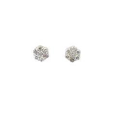 14k White Gold 1.10ct G H SI1 Round Cluster Diamond  Stud Earrings