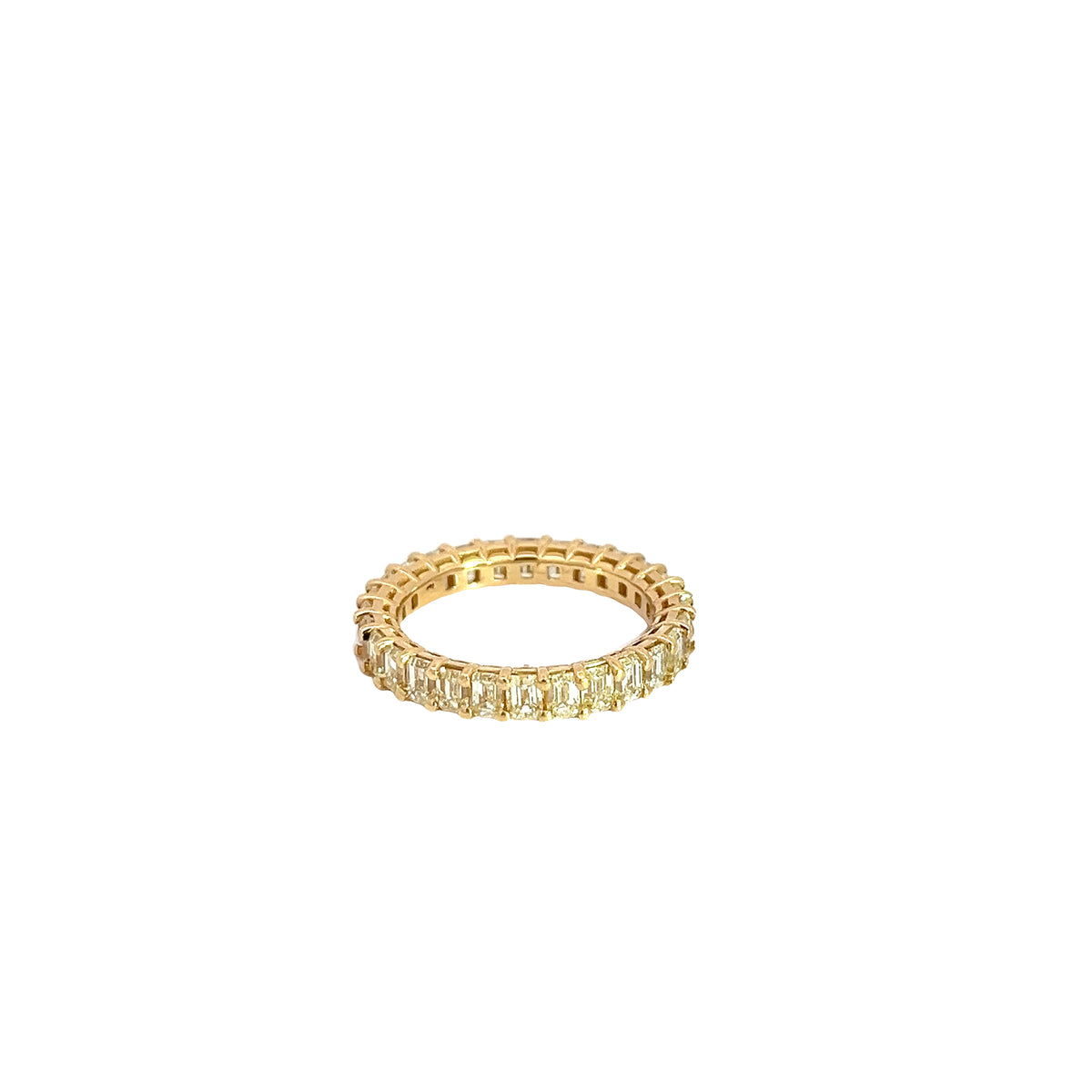 18k Yellow Gold 4.00CT G VS1 Fancy Light Yellow Emerald Diamond eternity Band Ring