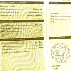 .72ct F SI1 Loose Round Novelty Cut Diamond Crown of Light #4655400 Certified By GIA # 2235824374