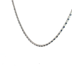 14k White Gold 3.00ct Round Blue Sapphire and 2.35ct G VS2 Round Diamond Tennis Necklace