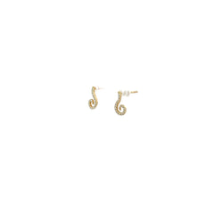 14k Yellow Gold .20ct G SI1 Round Diamond Swirl Stud Earrings