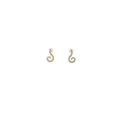 14k Yellow Gold .20ct G SI1 Round Diamond Swirl Stud Earrings