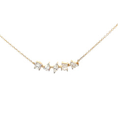 14k Yellow Gold .75ct H SI1 Multi Shaped Oval, Princess Shape, Marquise, Emerald and Heart Diamond Necklace