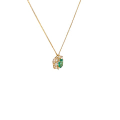 LADIES 14K YELLOW GOLD 1 CT EMERALD COLONBIAN / 1 CT FVS1 DIAMOND PENDANT