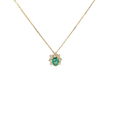 LADIES 14K YELLOW GOLD 1 CT EMERALD COLONBIAN / 1 CT FVS1 DIAMOND PENDANT