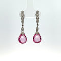 14k White Gold 5.00ct Briolette Pink Topaz Earrings