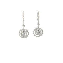 14k White Gold .50ct H SI2 Round Diamond Multi Circle Dangle diamond Earrings