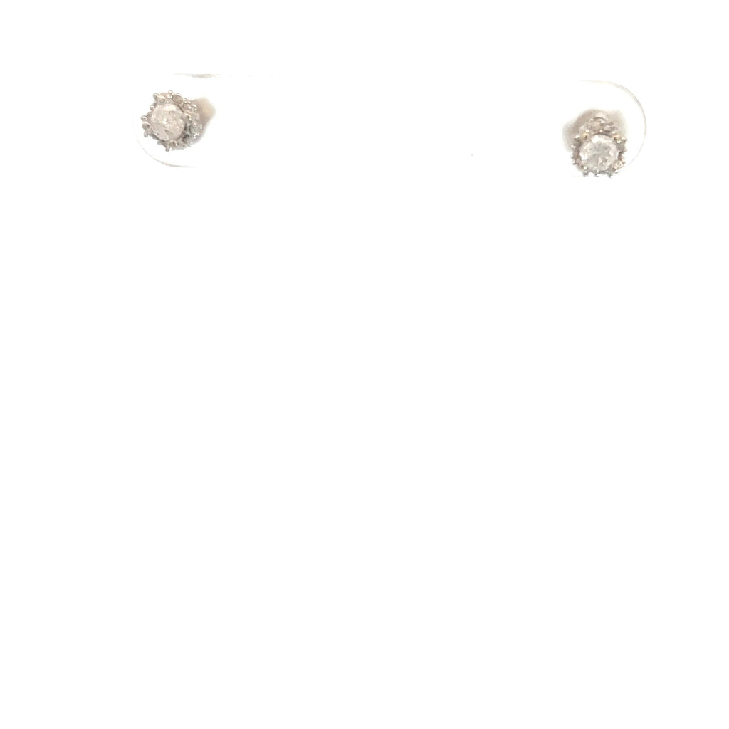 14k White Gold .35ct H I1 Round Diamond with a Under Halo .15ct Round Diamond Stud Earrings