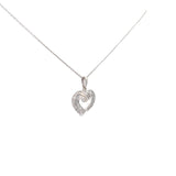 14k White Gold .35ct G SI1 Baguette Diamond heart necklace